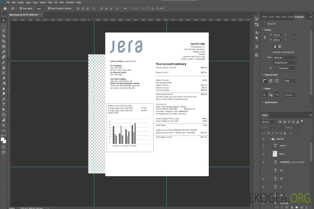 JERA power (Thailand) Co., Ltd. facture d'entreprise de services publics, SCR template